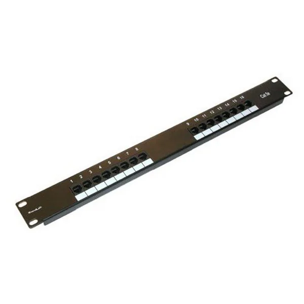 19" Patch panel XtendLan 16port, UTP, Cat5E, 30µm, duální svorkovnice, černý