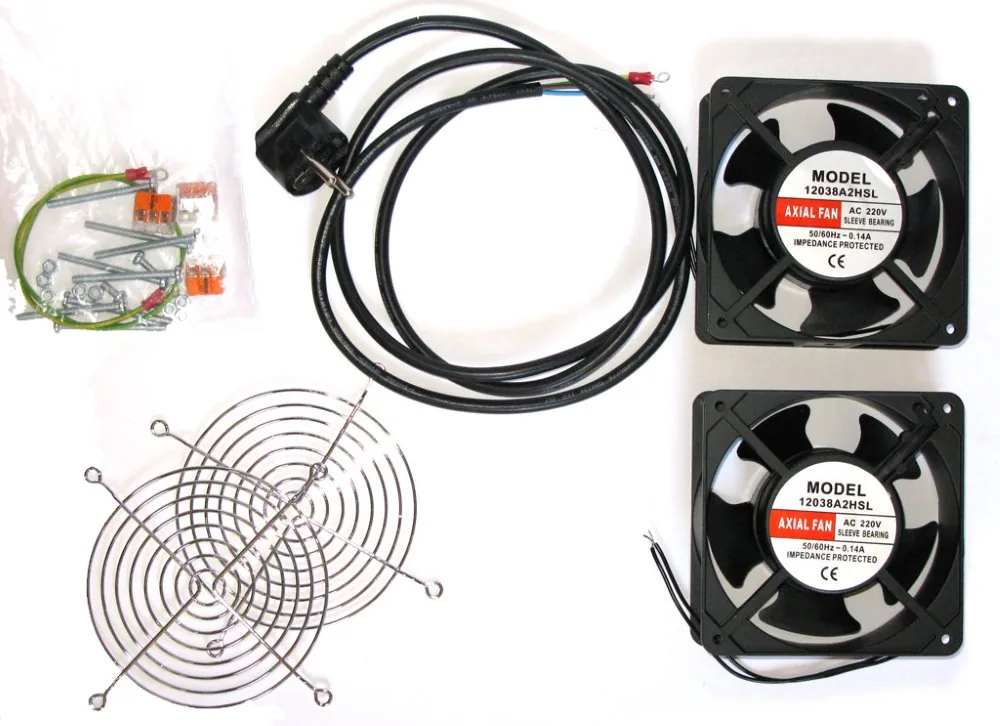 19" ventilace pro nástěnné rozvaděče XtendLan, 2 ventilátory 120mm, napájecí kabel, spojovací materiál
