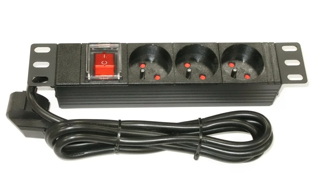 10" rozvodný panel XtendLan 3x230V, ČSN, vypínač, indikátor napětí, kabel 1,8m, 1U