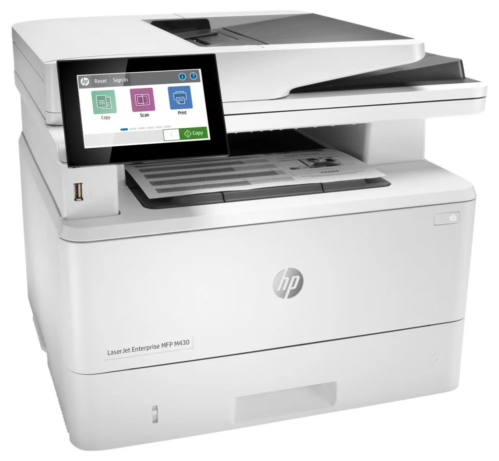 HP LaserJet Enterprise MFP M430f - Multifunkční tiskárna - Č/B - laser - 216 x 297 mm (originální) - A4 (média) - až 38 stran/min. (kopírování) - až 40 stran/min. (tisk) - 350 listy - 33.6 Kbps - USB 2.0, Gigabit LAN, hostitel USB 2.0