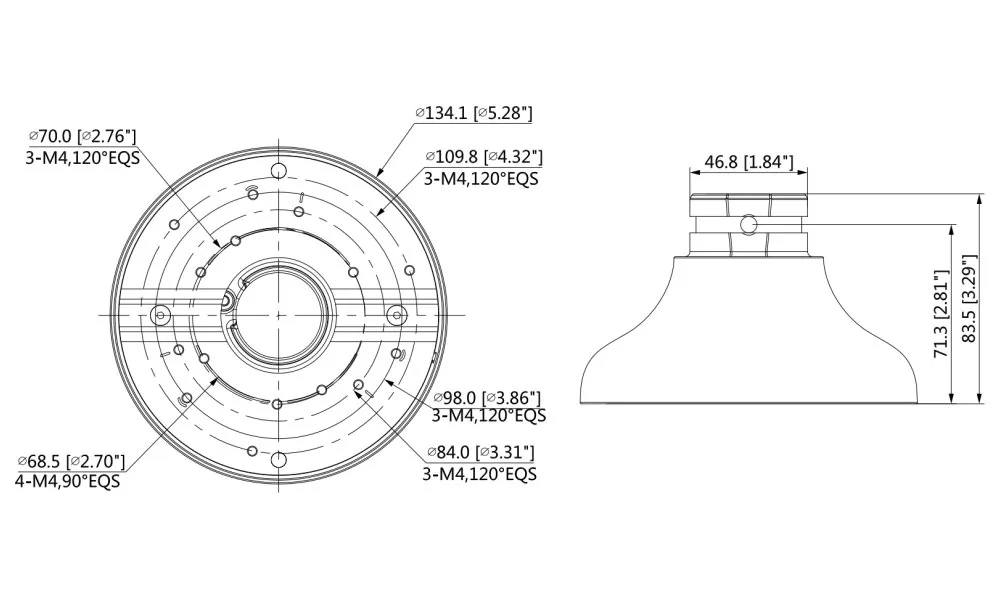 Dahua PFA109 Adaptér pro uchycení dome kamer, hliník, bílá barva