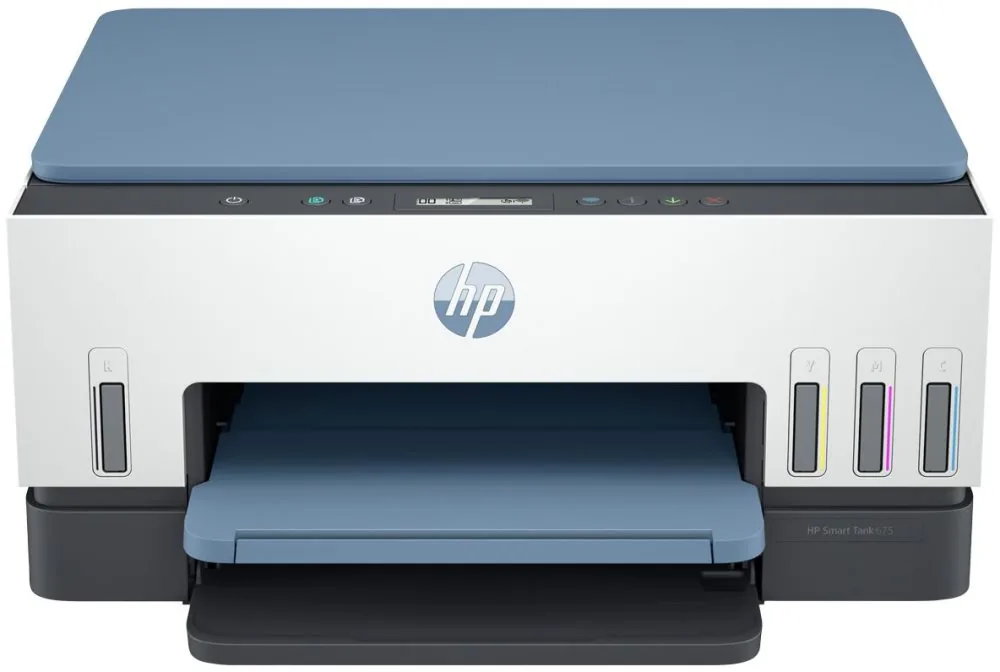 HP Smart Tank 675 All-in-One - Multifunkční tiskárna - barva - tryskový - plnitelný - Letter A (216 x 279 mm)/A4 (210 x 297 mm) (originální) - A4/Legal (média) - až 11 stran/min. (kopírování) - až 12 stran/min. (tisk) - 150 listy - USB 2.0, Wi-Fi(ac), Blu