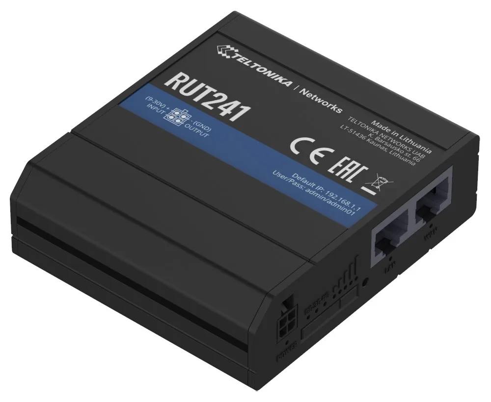 Teltonika LTE Wi-Fi Router RUT241, 2,4 GHz, 802.11b g n, 2 3 4G, LTE, 1x DI DO