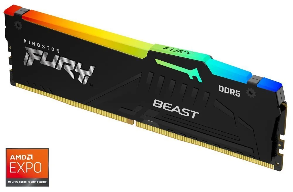 Kingston FURY Beast RGB - DDR5 - modul - 8 GB - DIMM 288-pin - 5600 MT/s / PC5-44800 - CL36 - 1.25 V - bez vyrovnávací paměti - on-die ECC - černá