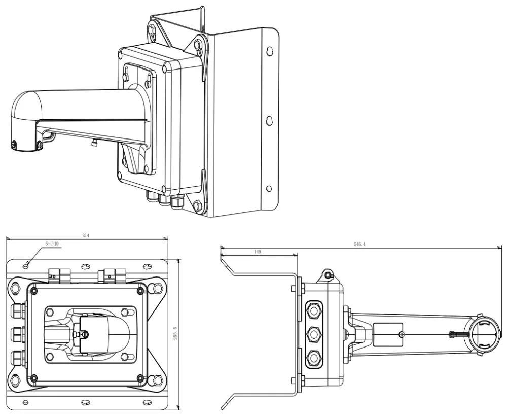 HIKVISION držák pro kameru DS-1602ZJ-box-corner kompatibilní s kamerami 4 inch PTZ