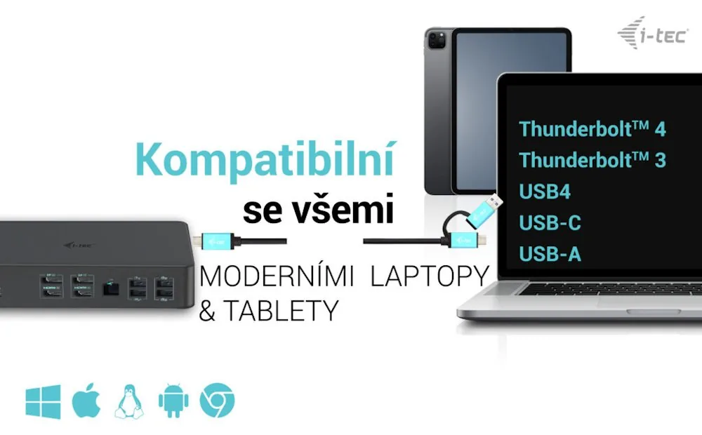 i-tec USB 3.0/USB-C/Thunderbolt 3 Professional Dual 4K Display Docking Station Gen2, PD 100W