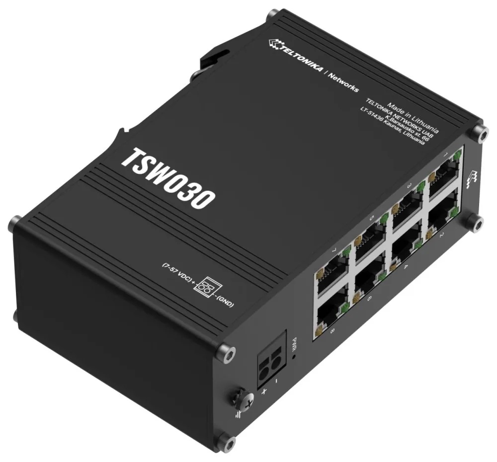 Teltonika TSW030 průmyslový nemanažovaný switch, 8x 10 100, bez zdroje