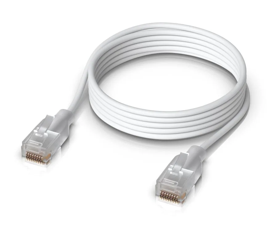 Ubiquiti UniFi - Patch kabel - RJ-45 (M) do RJ-45 (M) - 30 cm - 2.5 mm - CAT 6 - lisovaný, Etherlighting technology, nano-thin - bílá