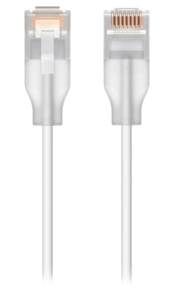 Ubiquiti UniFi - Patch kabel - RJ-45 (M) do RJ-45 (M) - 30 cm - 2.5 mm - CAT 6 - lisovaný, Etherlighting technology, nano-thin - bílá