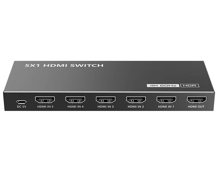 XtendLan HDMI prepínac, 5 vstupy 1 výstup, do 4k@60Hz (2160p), dálkové ovládání (IR)