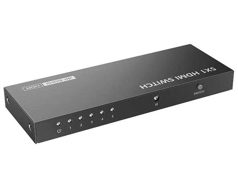 XtendLan HDMI prepínac, 5 vstupy 1 výstup, do 4k@60Hz (2160p), dálkové ovládání (IR)