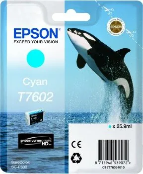 Epson T7602 - 26 ml - azurová - originální - blistr - inkoustová cartridge - pro SureColor P600, SC-P600