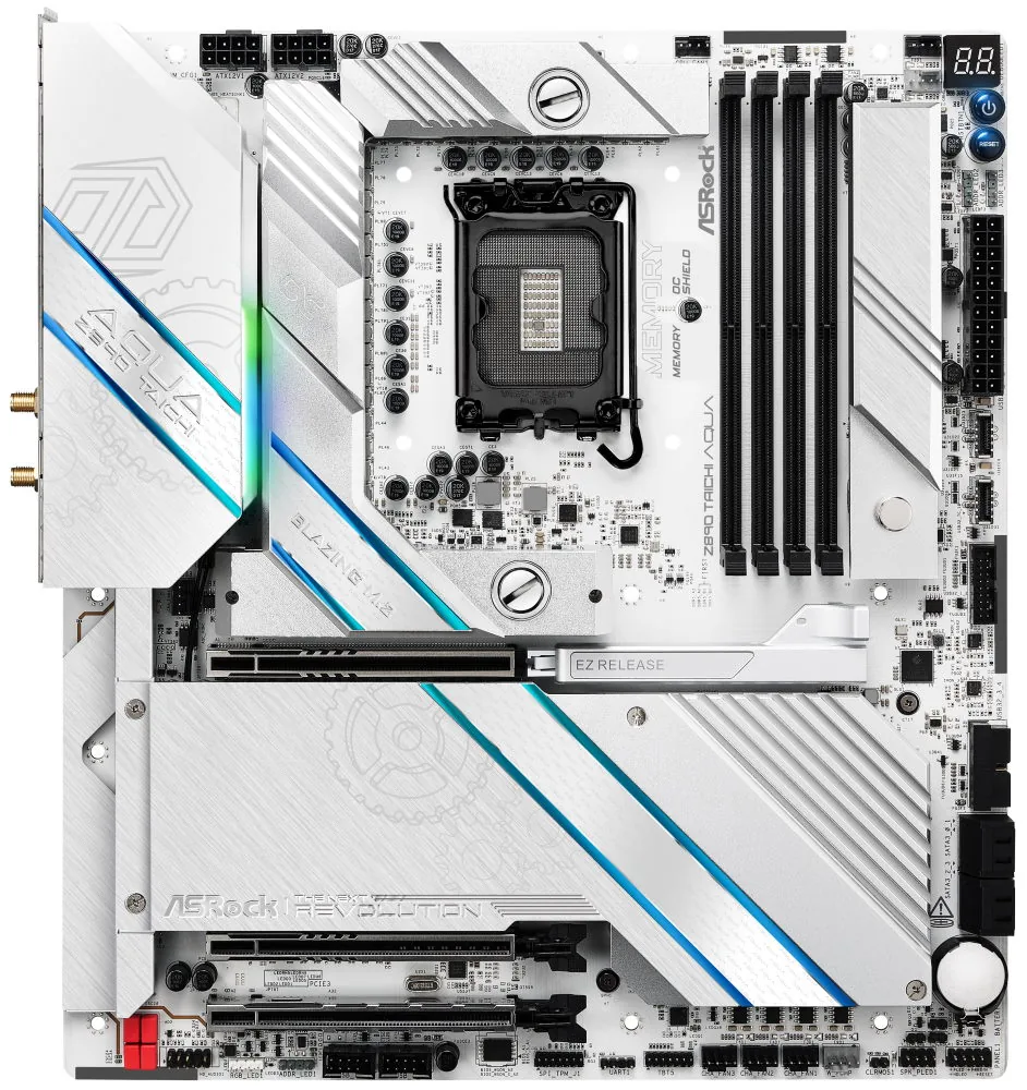 ASRock Z890 Taichi Aqua Intel Z890 LGA1851 4x DDR5 6x M.2 2x Thunderbolt 4 8x USB-C WiFi EATX