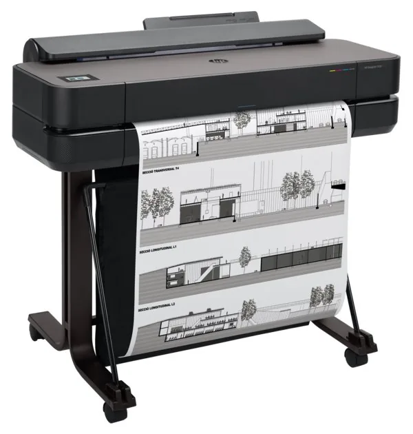 HP DesignJet T650 - 24" tisk na velký formát - barva - tryskový - Role A1 (61,0 cm x 91,4 m) - 2400 x 1200 dpi - až 0.43 min/str. (mono) / až 0.43 min/str. (barevný) - kapacita: 1 role - Gigabit LAN, USB 2.0, Wi-Fi(n) - řezačka