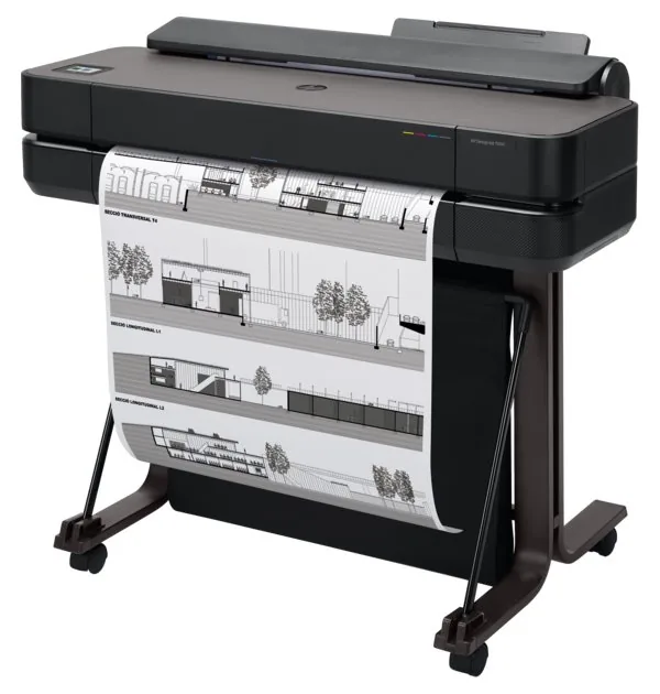 HP DesignJet T650 - 24" tisk na velký formát - barva - tryskový - Role A1 (61,0 cm x 91,4 m) - 2400 x 1200 dpi - až 0.43 min/str. (mono) / až 0.43 min/str. (barevný) - kapacita: 1 role - Gigabit LAN, USB 2.0, Wi-Fi(n) - řezačka