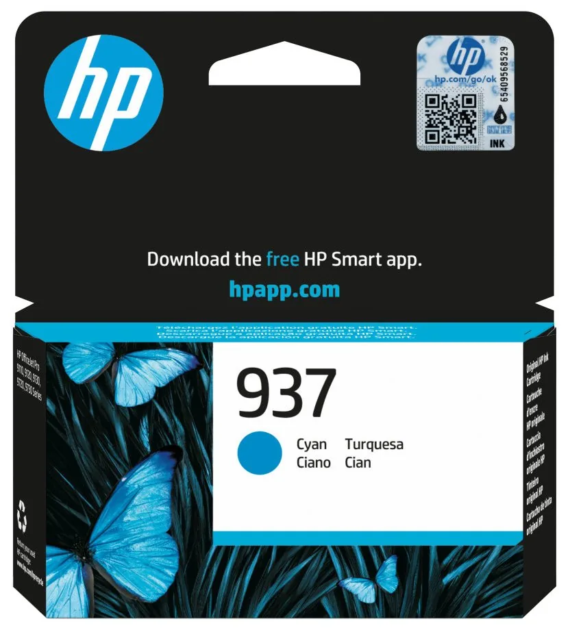 HP originální ink 4S6W2NE, HP 937, cyan, 800str.