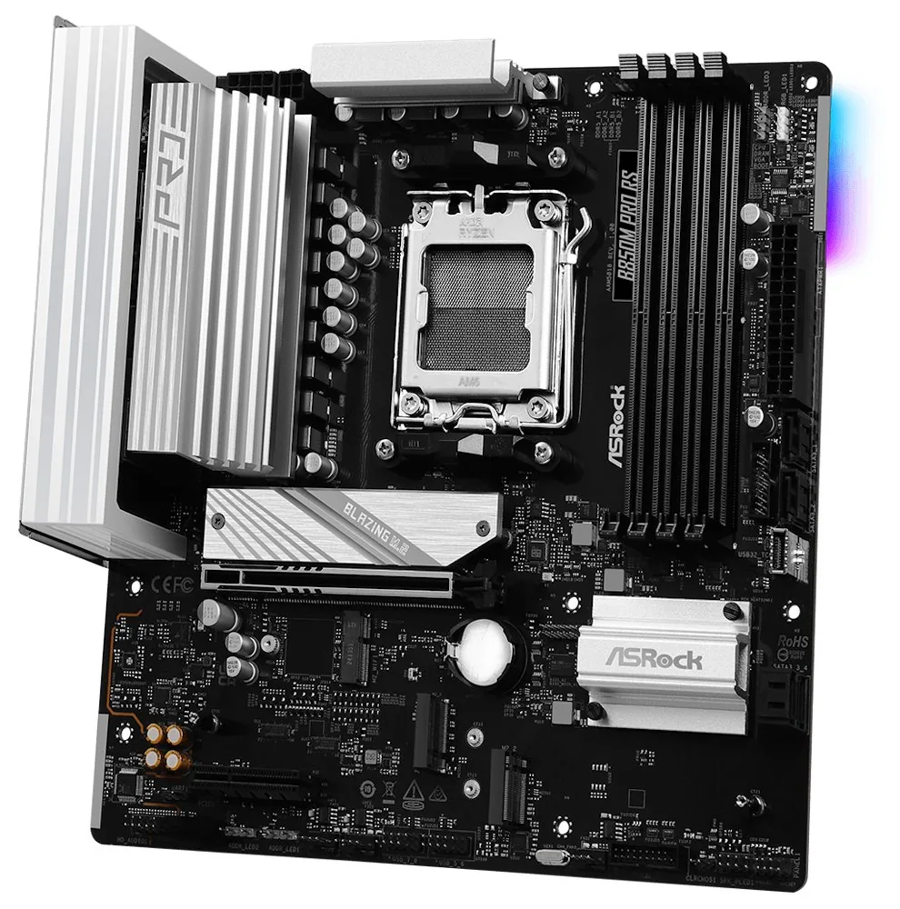 ASRock B850M Pro RS AMD B850 AM5 4x DDR5 DIMM 3x M.2 HDMI DP USB-C mATX