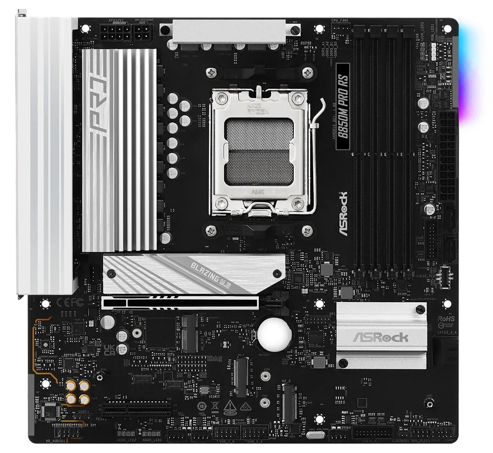 ASRock B850M Pro RS AMD B850 AM5 4x DDR5 DIMM 3x M.2 HDMI DP USB-C mATX