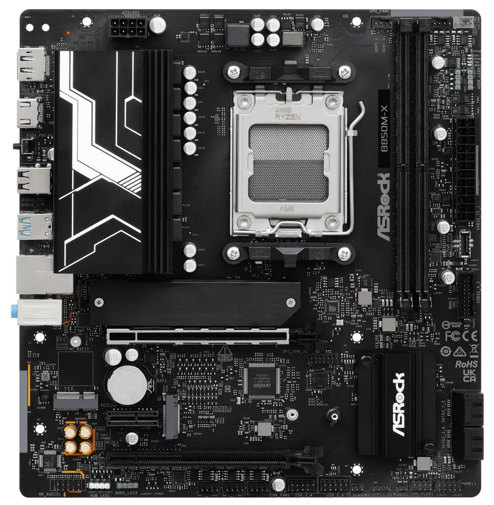 ASRock B850M-X AMD B850 AM5 2x DDR5 DIMM 2x M.2 HDMI DP USB-C mATX