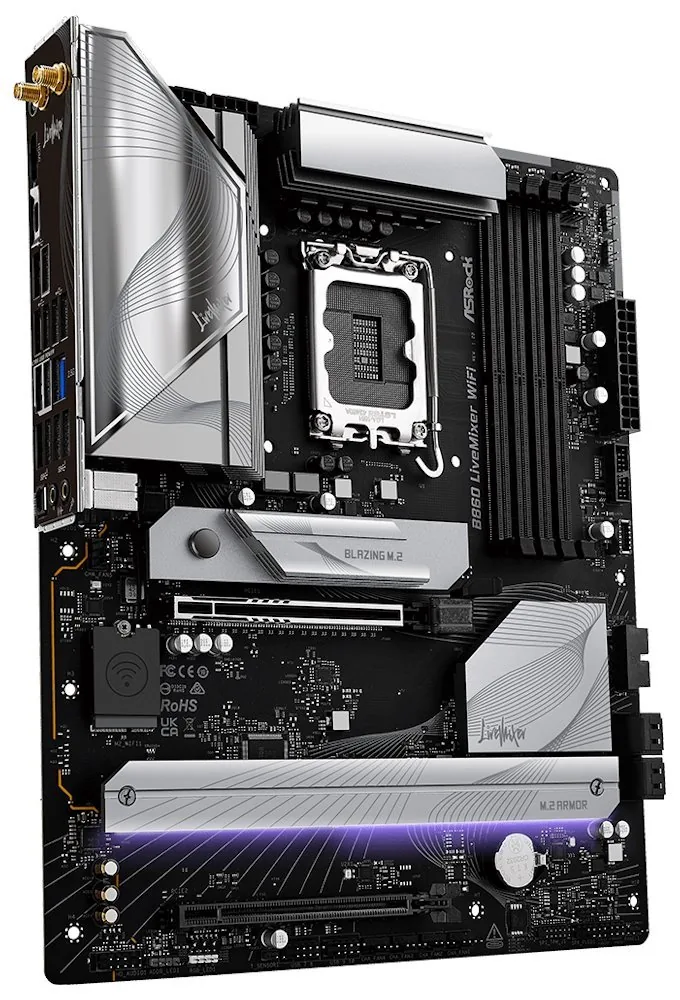ASRock B860 LiveMixer WiFi Intel B860 LGA1851 4x DDR5 3x M.2 HDMI Thunderbolt 4 WiFi ATX