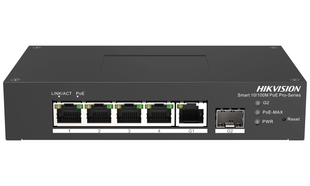 Hikvision DS-3T1306P-SI HS - Smart managed switch , 4x 100Mb PoE + 1x Gb RJ45 + 1x Gb SFP, 60W