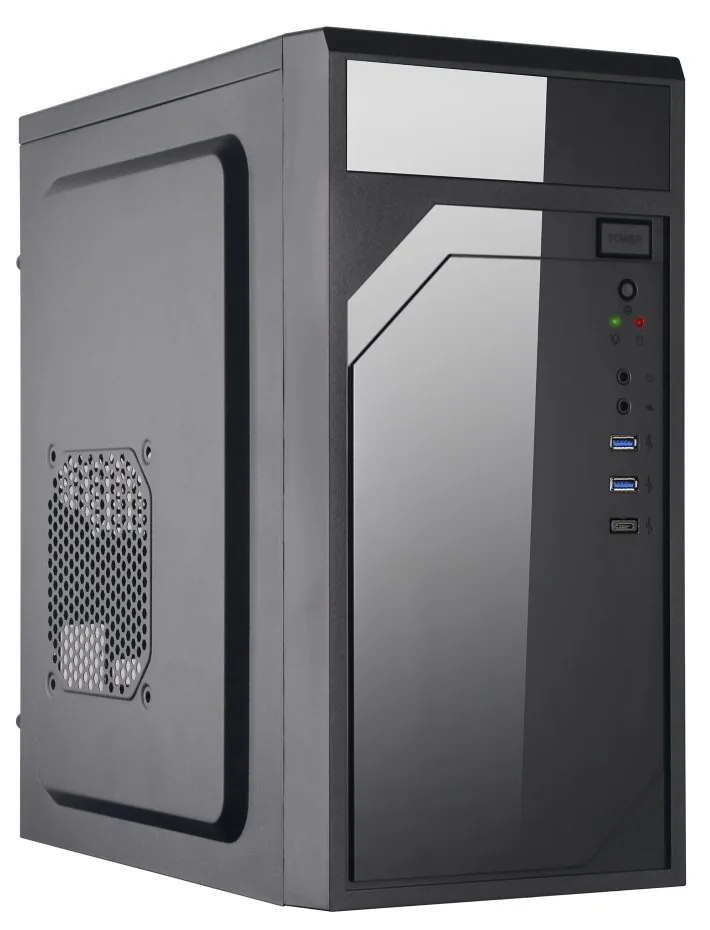 EUROCASE skříň ML M6-590B, Mini Tower, 1xUSB-C, 2x USB 3.0, 2x audio, černá