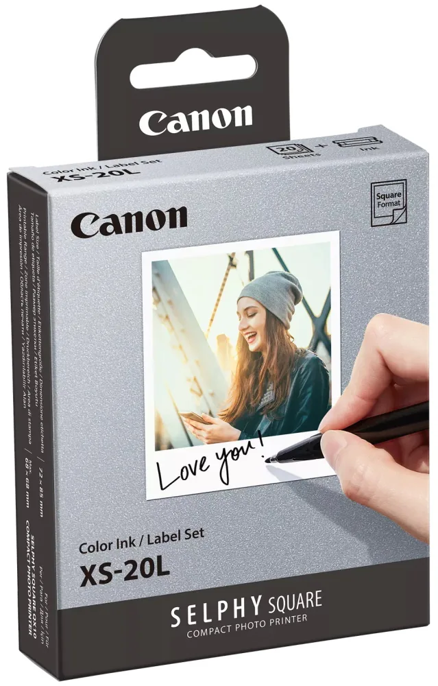 Canon XS-20L papír + ink, XS-20L, foto papír, samolepící, 4119C002, bílý, 20 ks, termosublimační,Canon SELPHY Square QX10