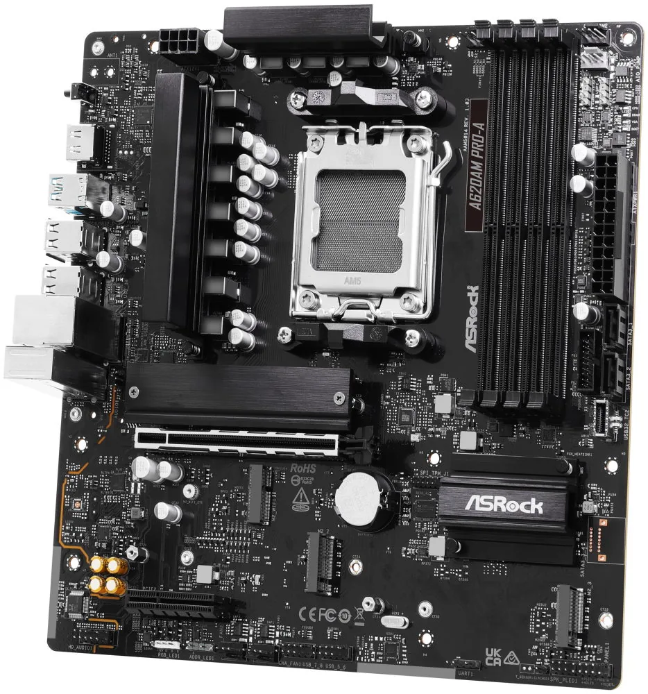 ASRock A620AM Pro-A AMD A620A AM5 4x DDR5 DIMM 3x M.2 HDMI USB-C mATX