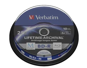 VERBATIM Blu-ray BD-R M-Disc 25GB 4x Printable, 10-cake
