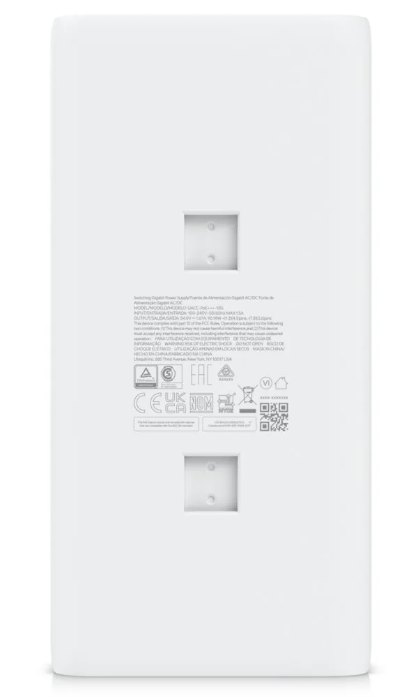 Ubiquiti UniFi - Dávkovač energie (Montovatelný na DIN lištu / zeď) - 10G, PoE+++ - AC 100-240 V - 90 Watt - výstupní konektory: 1