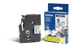Brother TZe-111 - Standardní lepidlo - černá na průhledné - Role (0,6 cm x 8 m) 1 kazeta/y lamino páska - pro Brother PT-D210, D600, H110; P-Touch PT-1010, D200, D450, D800, E550, H110, P750, P900
