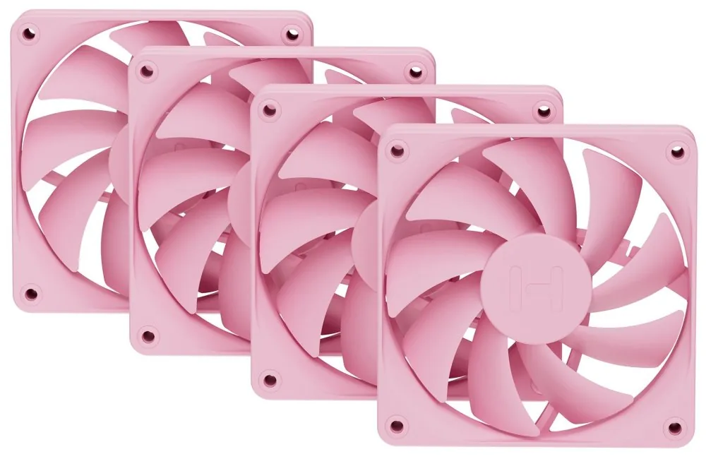 HYTE ventilátor 120mm PWM barva Strawberry Milk 1500rpm 72CFM ABS 4-pin sada 4x ventilátor