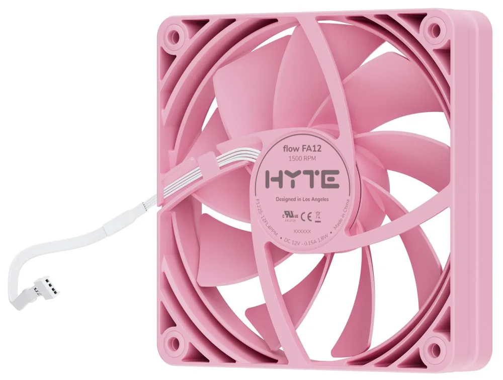 HYTE ventilátor 120mm PWM barva Strawberry Milk 1500rpm 72CFM ABS 4-pin sada 4x ventilátor