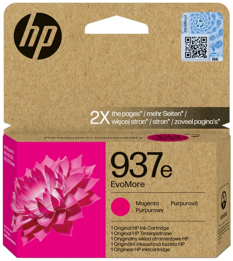 HP originální ink EvoMore 4S6W7NE, HP 937e, magenta, 1650str.