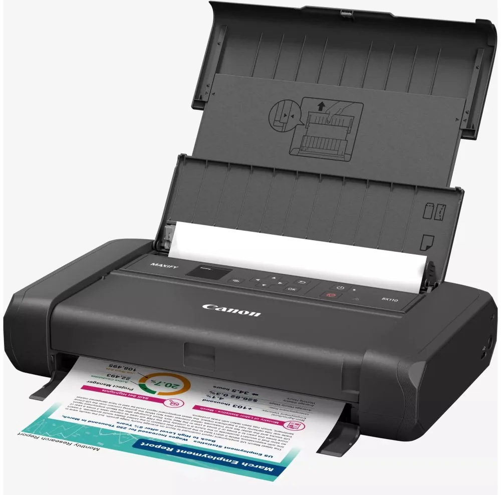 Canon MAXIFY BX110 - Tiskárna - barva - tryskový - A4/Legal - 4800 x 1200 dpi - až 9 ipm (mono) / až 5.5 min/str. (barevný) - kapacita: 50 listy - USB-C, Wi-Fi(ac)