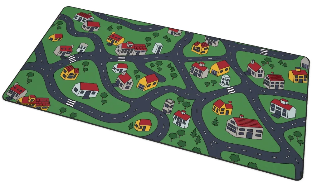 Krux podložka na stůl Space City MAX 60x120 cm voděodolná design dětské město