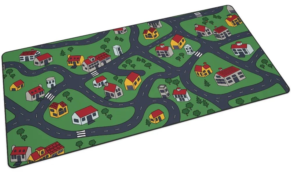 Krux podložka na stůl Space City MAX 60x120 cm voděodolná design dětské město