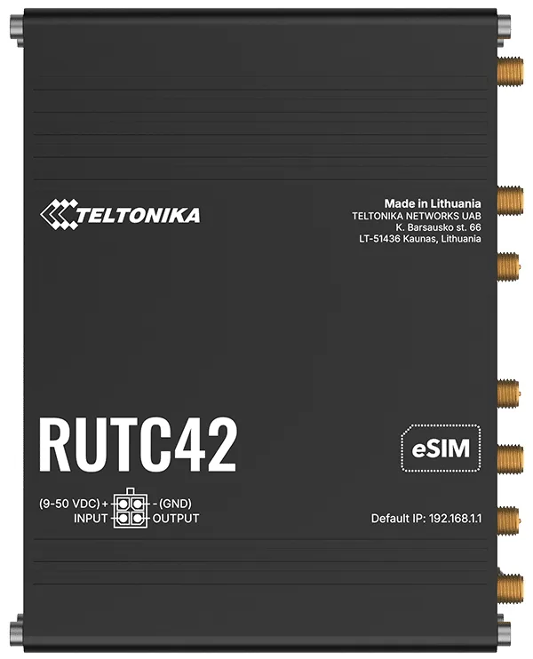 Teltonika RUTC42 průmyslový router 4x LAN, 1x WAN, Dual modem, SIM + eSIM, 2x LTE, Wi-Fi 6