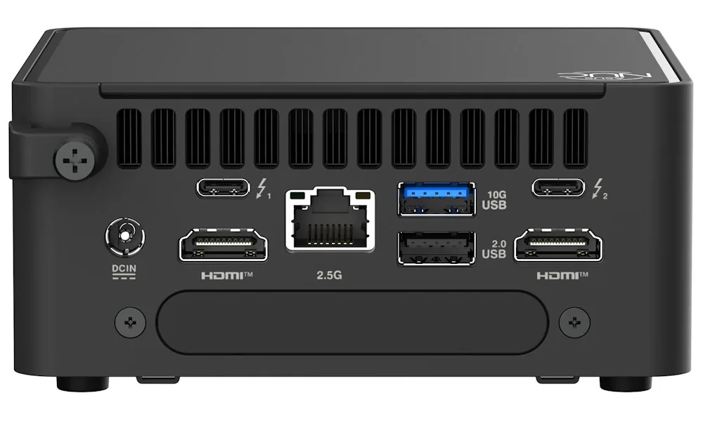 ASUS NUC 15 Pro Tall Kit RNUC15CRHU500002 - Barebone - mini PC 1 x Core Ultra 5 225H / až 4.9 GHz - RAM 0 GB - Arc Graphics 130T - IEEE 802.11ax (Wi-Fi 6), Bluetooth 5.4, IEEE 802.11be (Wi-Fi 7) - černá