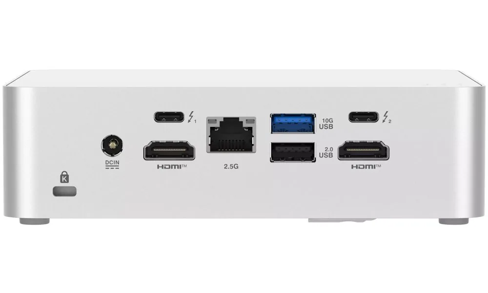 ASUS NUC 15 Pro+ RNUC15CRSU700002 - Barebone - mini PC 1 x Core Ultra 7 255H / až 5.1 GHz - RAM 0 GB - Arc Graphics 140T - Gigabit Ethernet, 2.5 Gigabit Ethernet, IEEE 802.11ax (Wi-Fi 6), Bluetooth 5.4, IEEE 802.11be (Wi-Fi 7) - stříbrná
