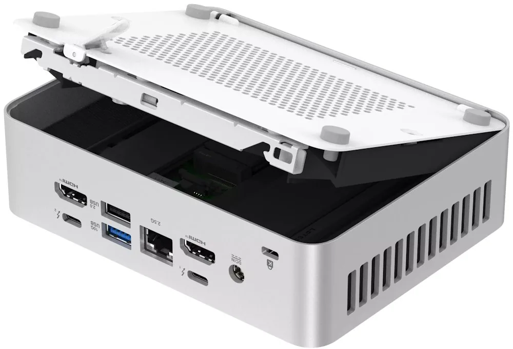 ASUS NUC 15 Pro+ RNUC15CRSU700002 - Barebone - mini PC 1 x Core Ultra 7 255H / až 5.1 GHz - RAM 0 GB - Arc Graphics 140T - Gigabit Ethernet, 2.5 Gigabit Ethernet, IEEE 802.11ax (Wi-Fi 6), Bluetooth 5.4, IEEE 802.11be (Wi-Fi 7) - stříbrná