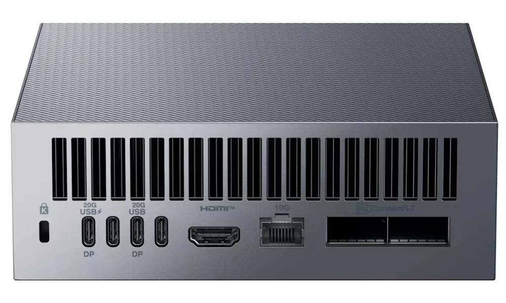 ASUS Ascent GX10 - Barebone - mini PC 1 x GB10 Grace Blackwell Superchip v9.2-A - RAM 128 GB - SSD 1 TB - NVIDIA Blackwell - Gigabit Ethernet, 2.5 Gigabit Ethernet, 5 Gigabit Ethernet, 10 Gigabit Ethernet, Bluetooth 5.4, IEEE 802.11ax (Wi-Fi 6), IEEE 802.