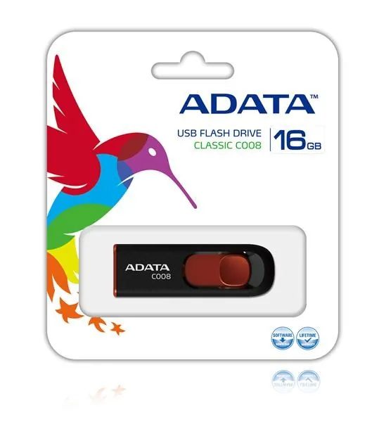 ADATA C008/16GB/USB 2.0/USB-A/Červená