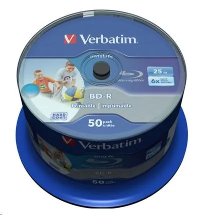 VERBATIM BD-R SL Datalife HTL (50-pack)Blu-Ray Spindle 6x 25GB Wide Printable