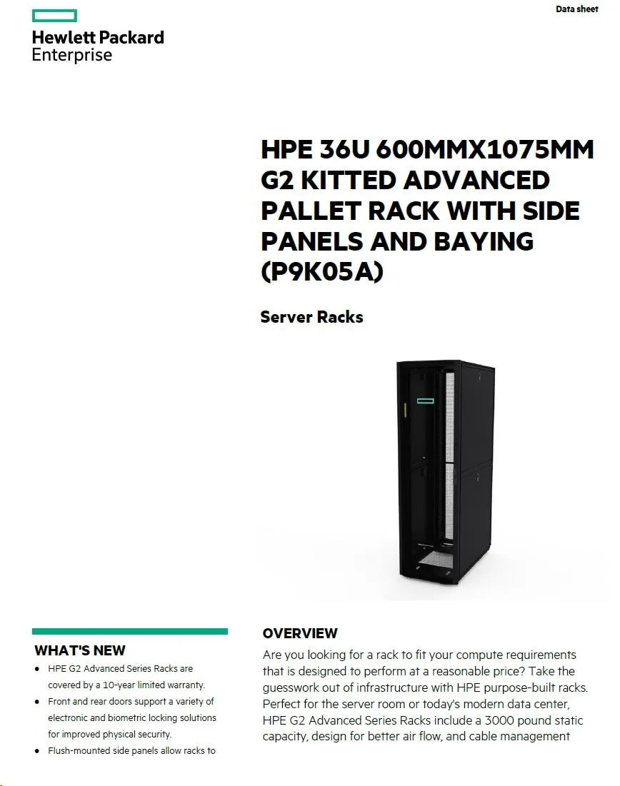 HPE 36U 600x1075mm Adv G2 Kit Pllt Rack