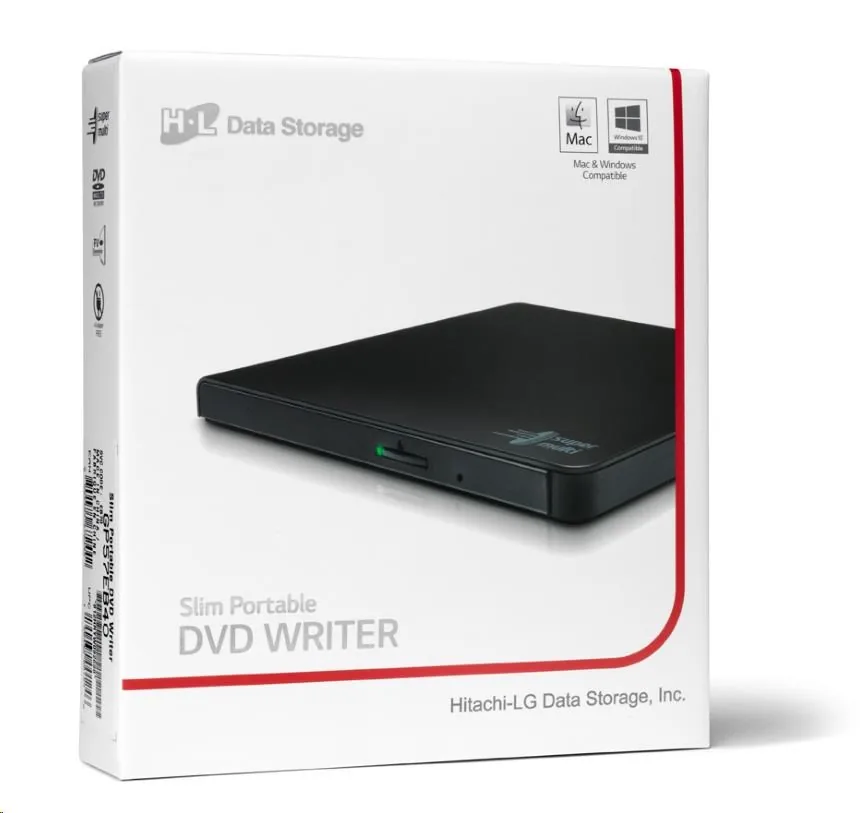 HITACHI LG - externí mechanika DVD-W CD-RW DVD±R ±RW RAM GP57EB40, Slim, Black, box+SW