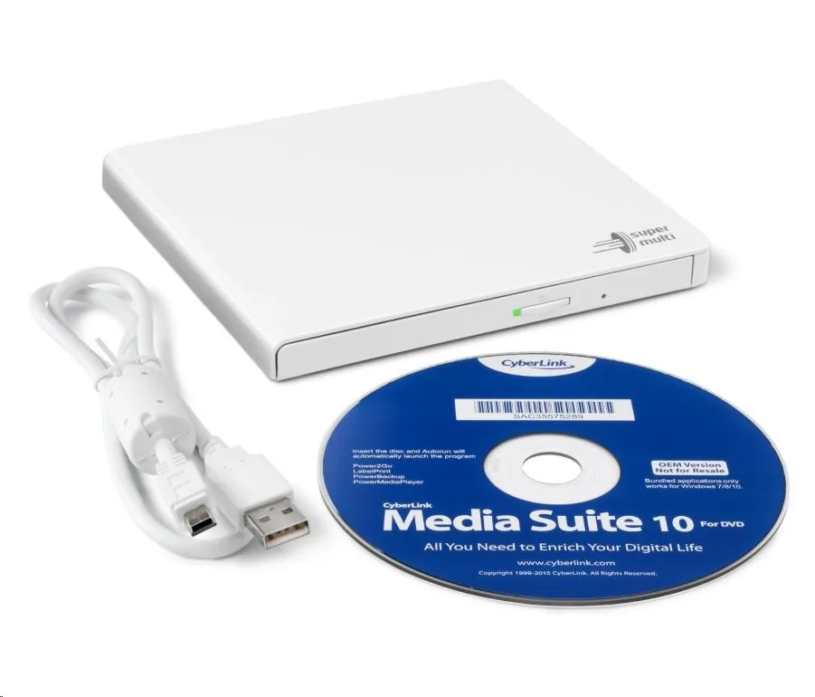 HITACHI LG - externí mechanika DVD-W CD-RW DVD±R ±RW RAM GP57EW40, Slim, White, box+SW