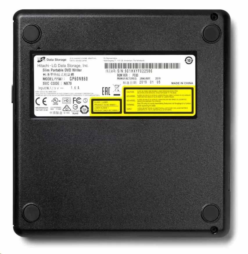 HITACHI LG - externí mechanika DVD-W CD-RW DVD±R ±RW RAM GP60NB60, Slim, Black, box+SW