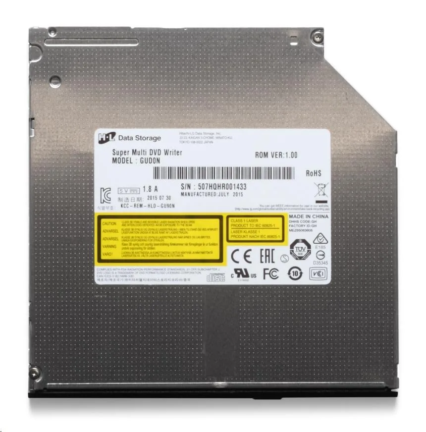 HITACHI LG - interní mechanika DVD-W CD-RW DVD±R ±RW RAM M-DISC GUD1N, Slim, 9.5 mm Tray, Black, bulk bez SW
