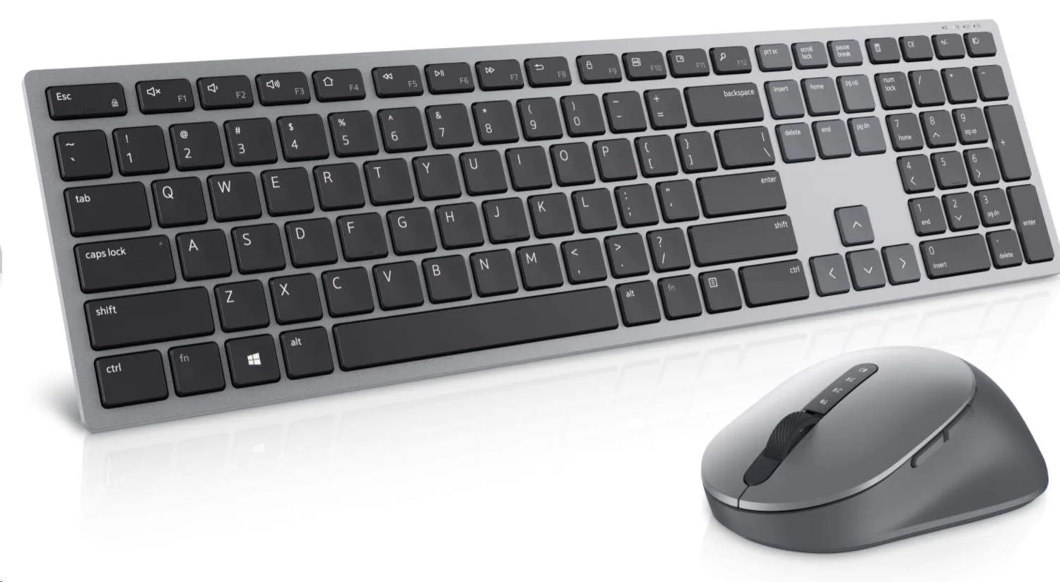 Dell Pro Plus Keyboard and Mouse KM7321W - Sada klávesnice a myši - bezdrátový - 2.4 GHz, Bluetooth 5.0 - QWERTZ - česká/slovenská - titanová šedá